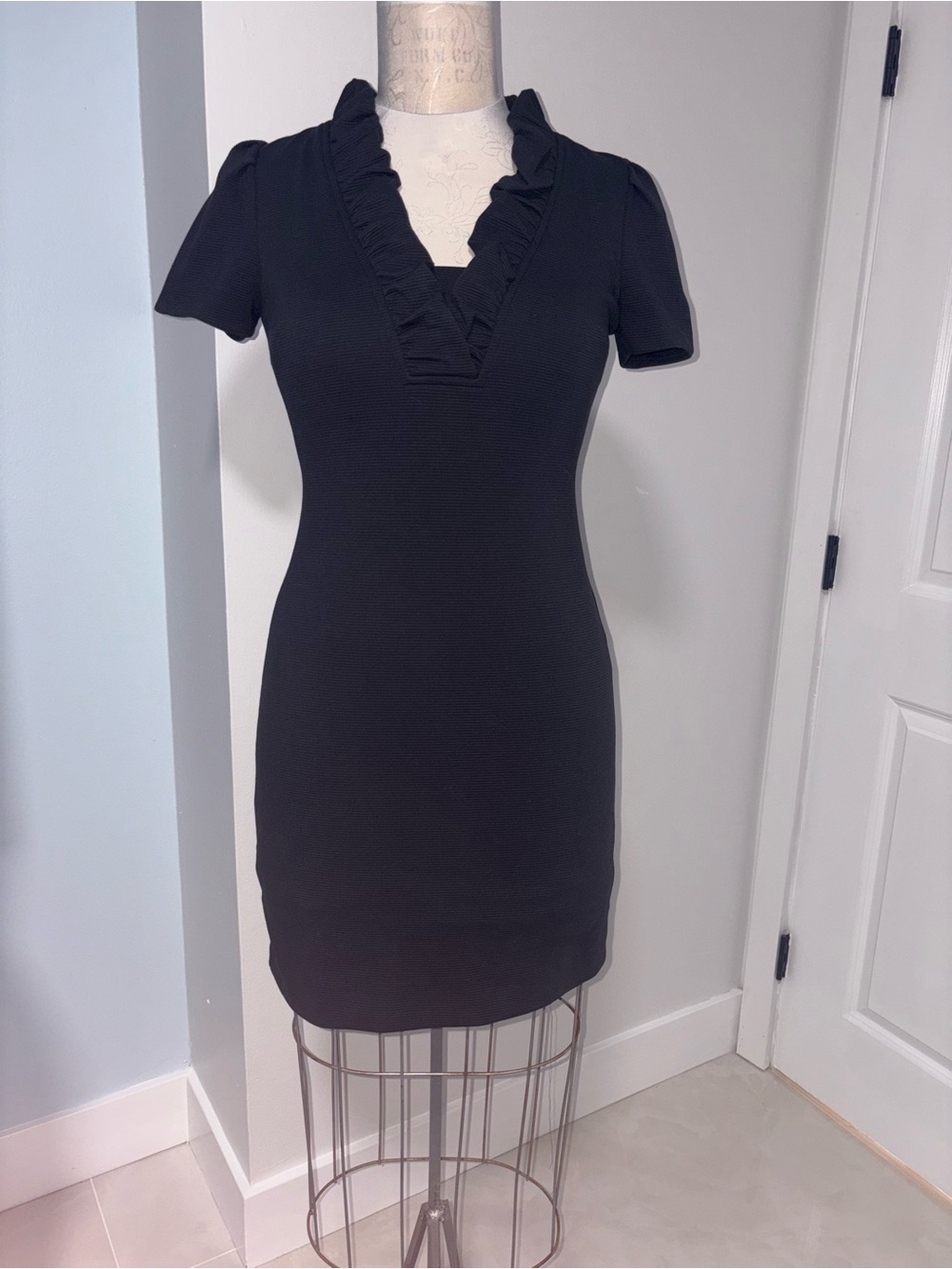 Lilly Pulitzer Navy Blue Ruffle V-Neck Dress